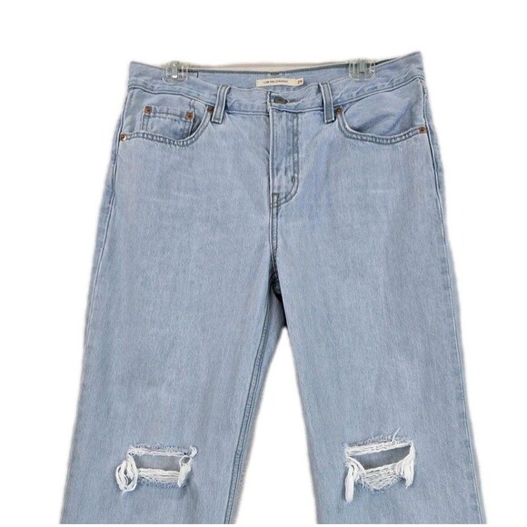 Levis Low Pro Straight Jeans Womens 29 Light Wash Ripped Distressed Cotton - Picture 3 of 16